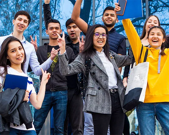 Students outside on Tashkent campus