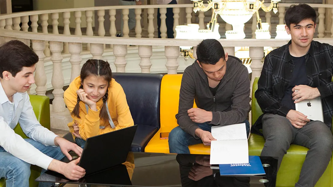 students studying together in a common lounge area